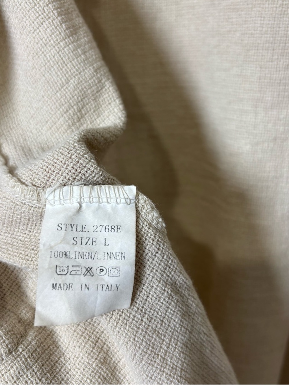 Tempo Paris Linen Open Cardigan Women’s Large Fringe Beige Lagenlook Lagom Italy - Picture 8 of 8